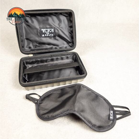 TUMI For Delta Amenity Travel Bag Hard Shell Toiletry Kit Case Gray With Mask - Picture 9 of 13